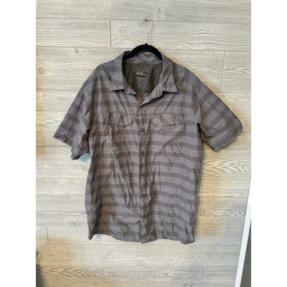 Columbia Men's Gray Striped Button Up Shirt Size XL